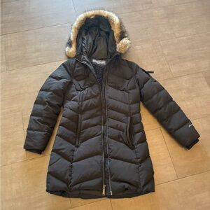 Eddie Bauer Black Puffer Coat with Fur Hood